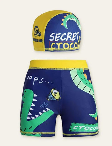 Animal Swimming Shorts + Swimming Cap - Mini Taylor
